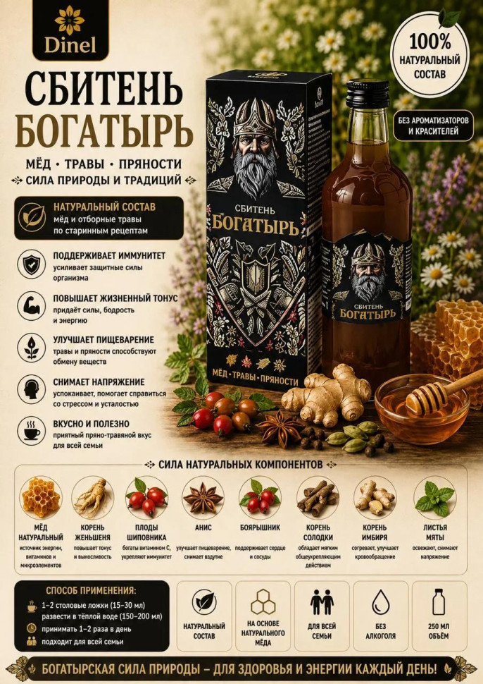  Сбитень Богатырь, 250мл  в Кунгуре
