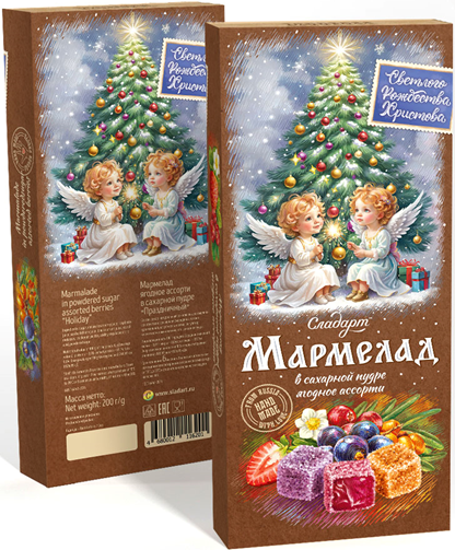 №1 Сладарт(11620) Мармелад Новогодний "Ангелы" Ассорти ягодное в сахарной пудре, 200г    в Кунгуре